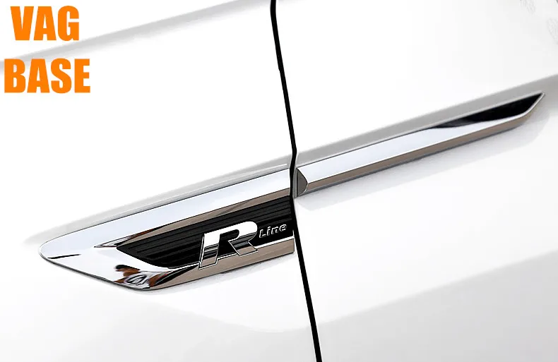 1 пара Tiguan L R линии Эмблема Fender стайлинга автомобилей хромированные боковые крыло