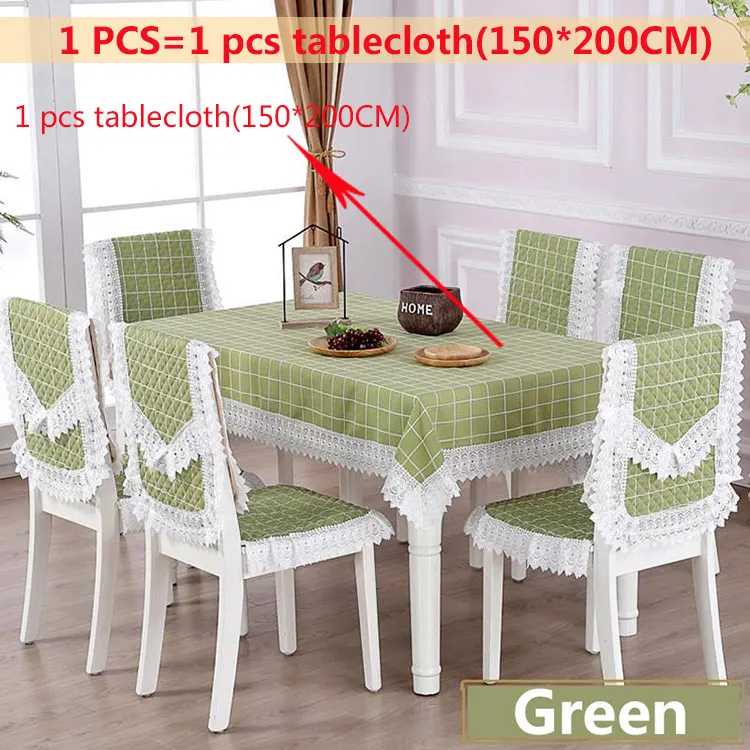 Green1pcs-150x200cm Клетчатая прямоугольная скатерть в стиле кантри, пасторальная кружевная ткань, художественная столовая скатерть, Набор стульев, наволочки, домашний декор - Цвет: Green1pcs-150x200cm