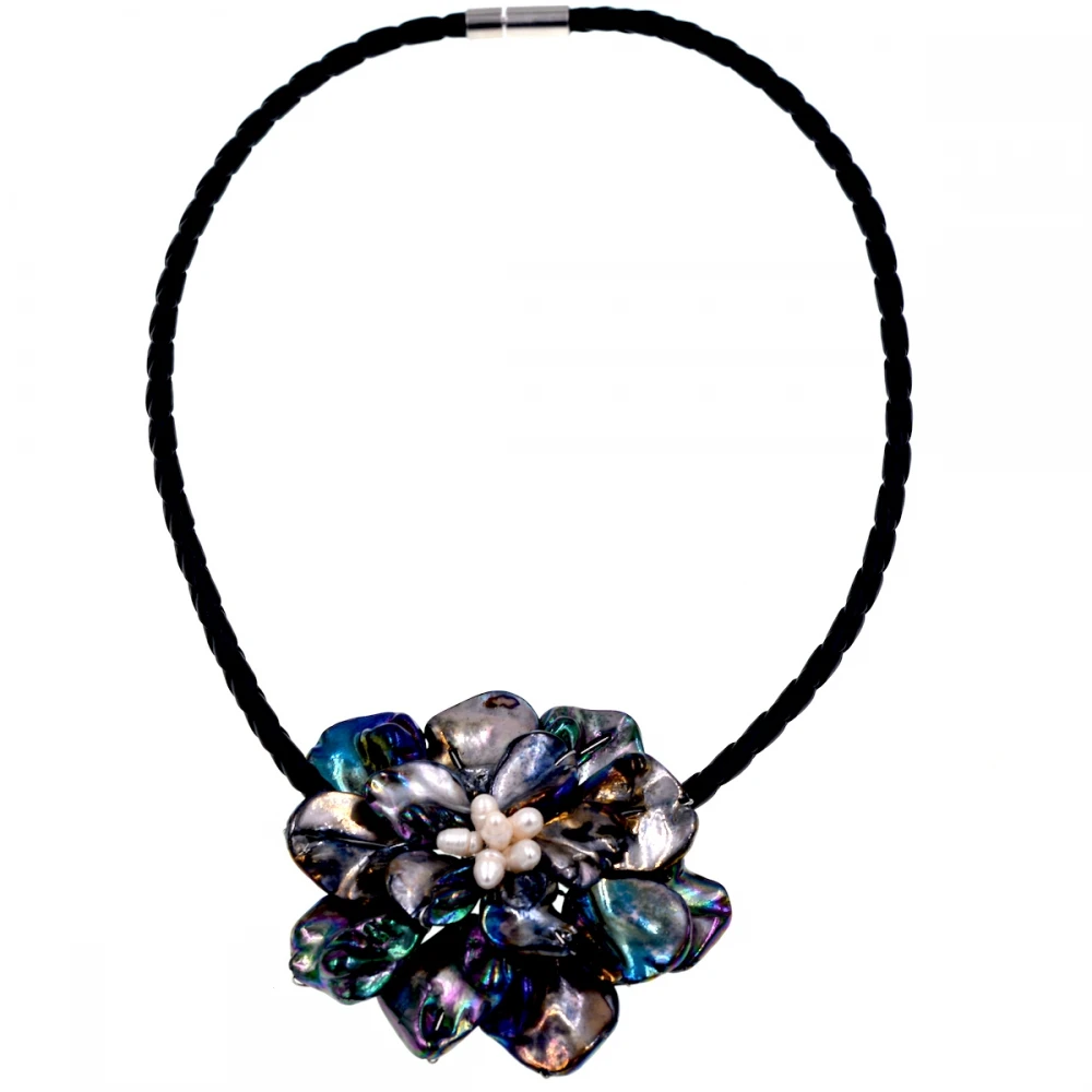 Ожерелье с белым жемчугом и черным цветком в стиле барокко 2017|brand jewelry|jewelry brandflower