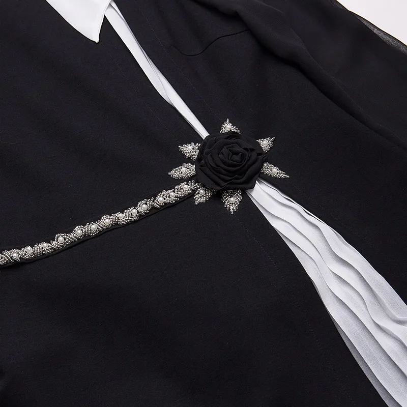 Размер-S нерегулярные контрастные черно-белые платья женские Роскошные