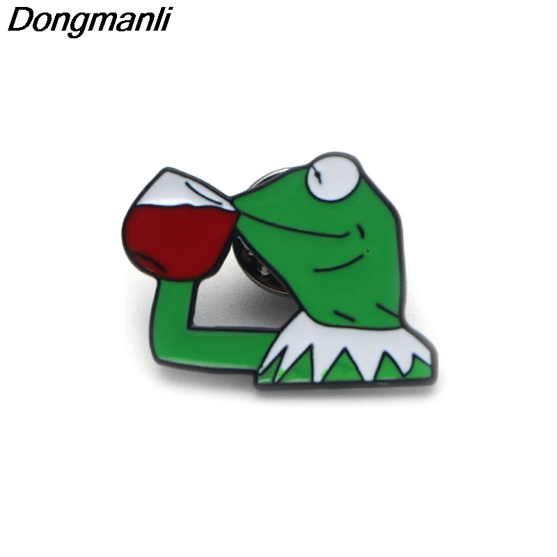 P2139 Dongmanli ювелирные изделия милые лягушонок Кермит шпильки металлический значок эмаль брошь высокого качества лучший подарок