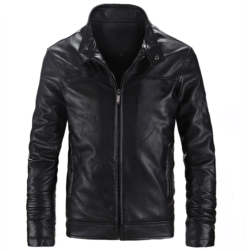 

Autumn And Winter New quality men's leather jacket motorcycle PU leather jacket solid color large size coat M-5XL
