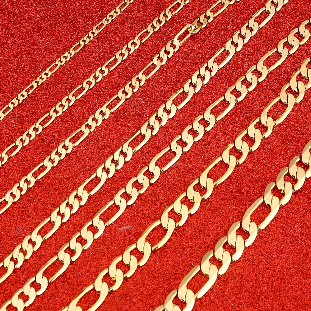 Мужская позолоченная цепочка из Фигаро 24 К с резьбой в стиле хип хоп|necklace chain|gold