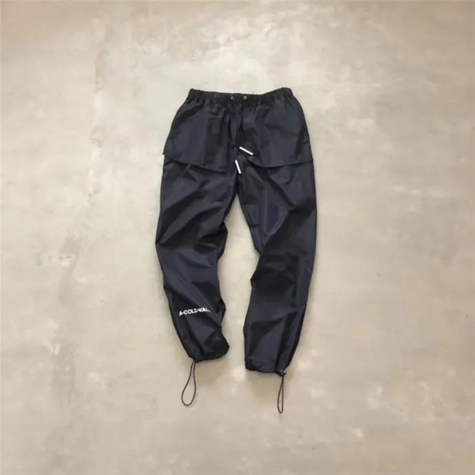 1 Черные/серые штаны с холодными стенками 2019SS мужские нейлоновые A-COLD-WALL на шнурке* спортивные штаны с принтом логотипа ACW повседневные брюки тренд унисекс - Цвет: 1