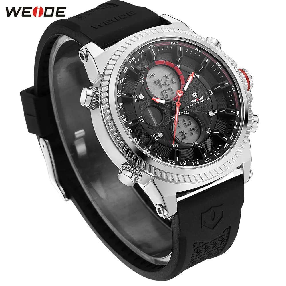 Оригинальные модные часы WEIDE мужские спортивные цифровые кварцевые Светодиодные