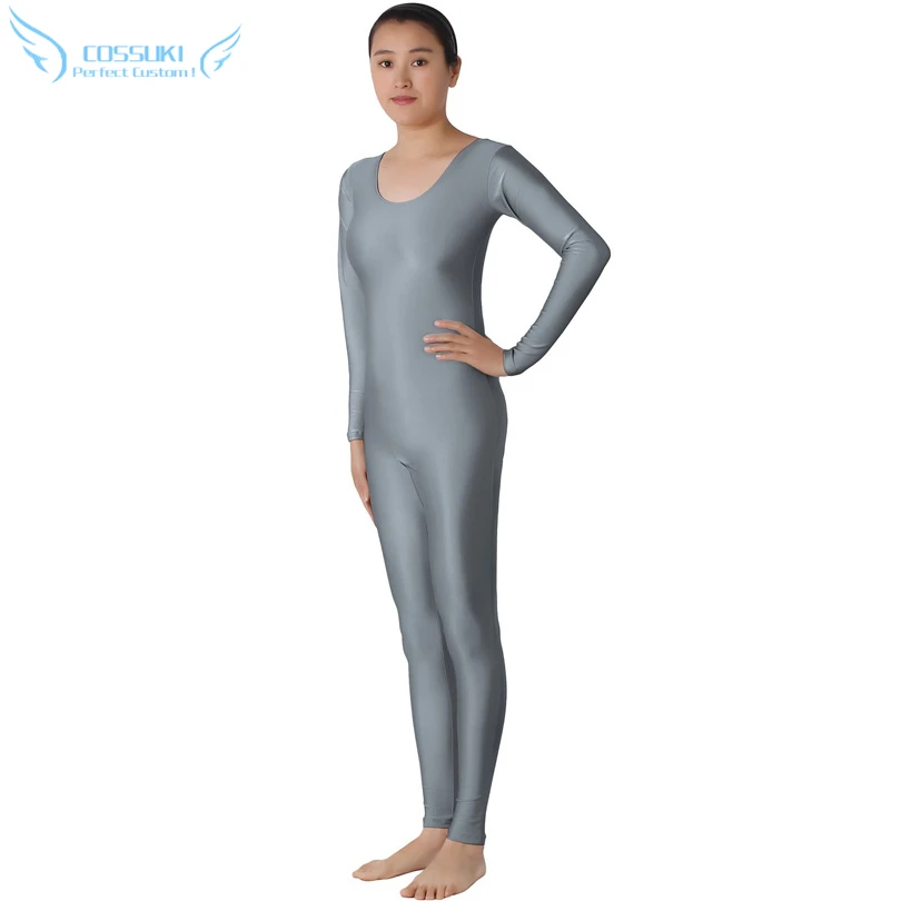 

Gray Headless Zentai Suit Spandex Full Body Skin Tight Jumpsuit Unitard Dancewear Bodysuit Costumes For Women