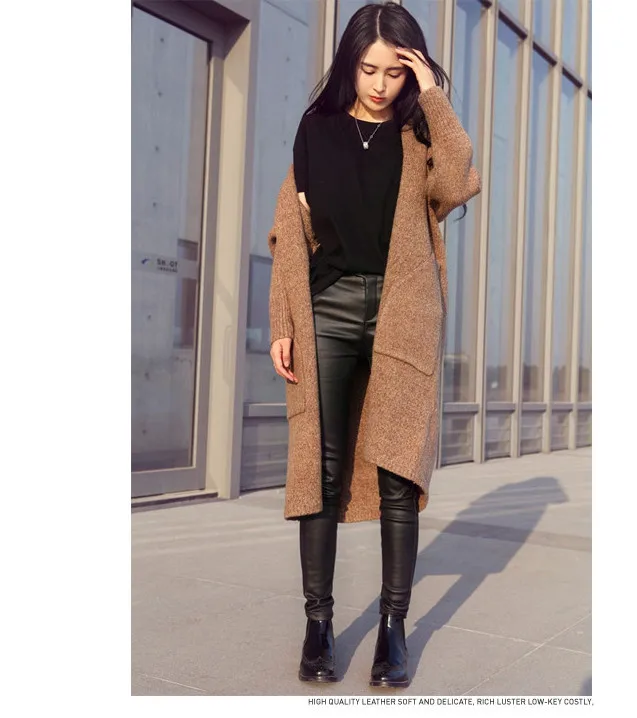 Винтаж осень зима трикотажные Открыть стежка свитер пальто Для женщин Мода 2016