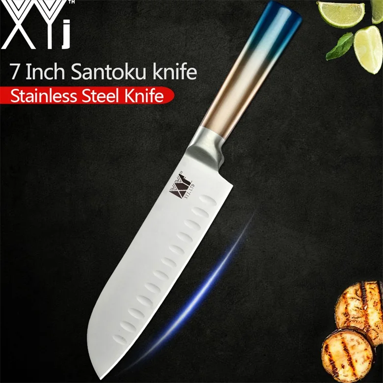 F.7 inch Santoku XYj кухонные ножи для очистки овощей утилита Santoku шеф-повара для нарезки хлеба ножи из нержавеющей стали Новое поступление кухонные инструменты аксессуары - Цвет: F.7 inch Santoku