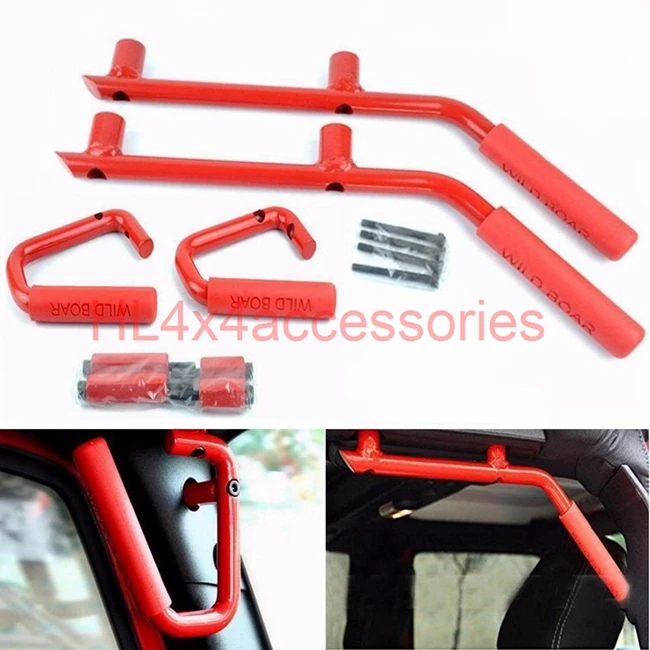 2X красная поручневая Передняя и задняя Твердая стальная ручка для захвата дикого