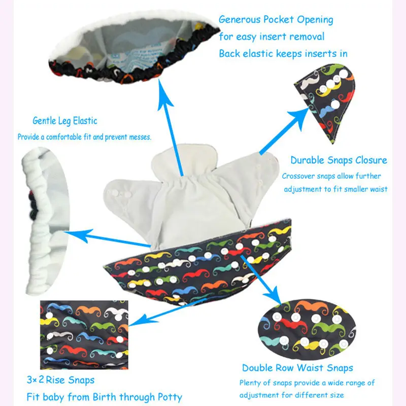 Детская Пеленка из моющейся ткани и водонепроницаемые детские подгузники