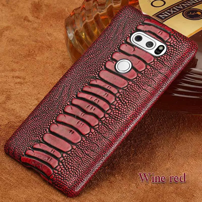 wine red Ретро Натуральная кожа задняя крышка для LG q6 G6 G7 Nexus K10 V30 V40 V50 анти-шок и ударопрочный качественный защитный чехол с петлей - Color: wine red