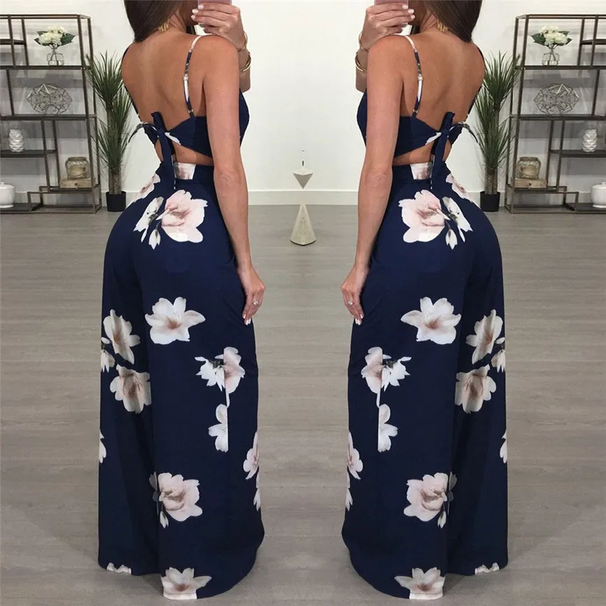 Женский комбинезон SAGACE Длинный Облегающий большого размера с цветочным принтом