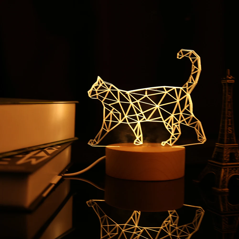 Новая светодиодный 3d ночник usb зарядка в форме животных домашний декор