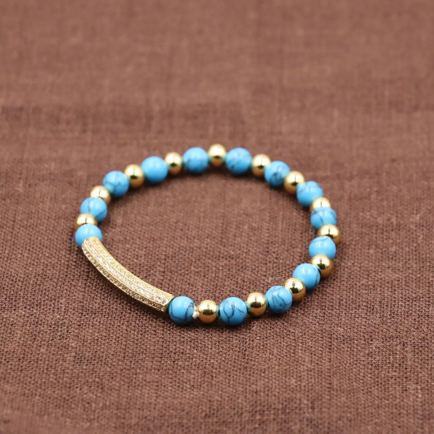 Природные сосновые нить с каменными бусинами браслет для женщин в богемном стиле