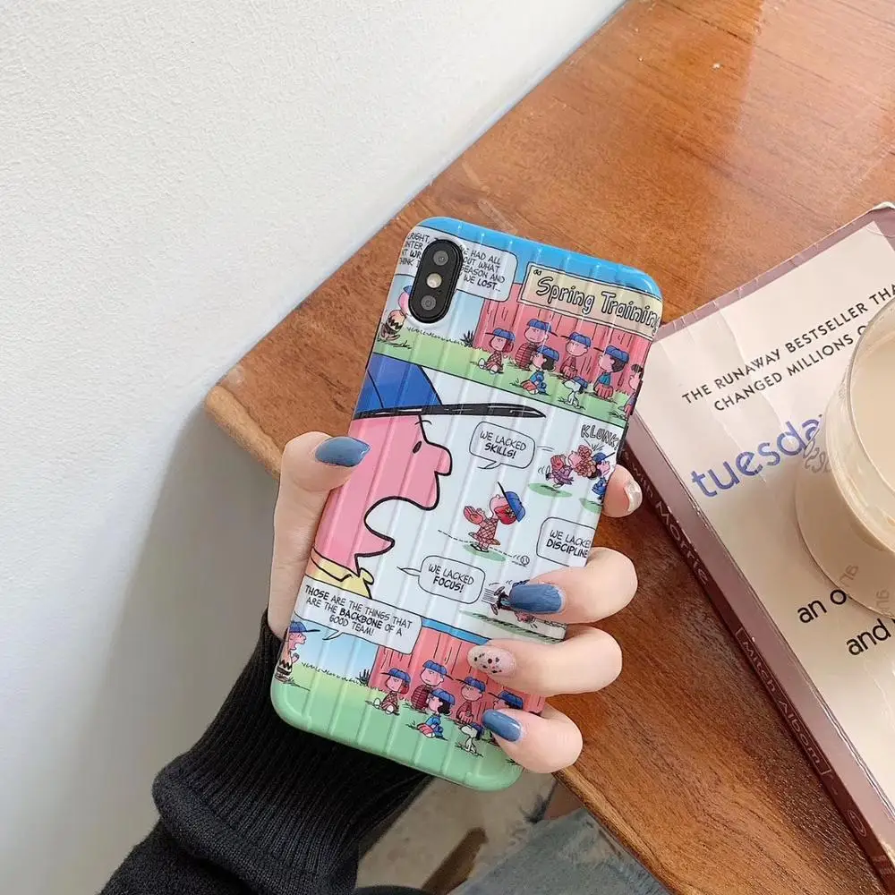 MORINBOiPhone6 / 6p / 7 8PLUS cute cartoon suitcase stripe X XR XSMAX soft shell mobile phone case anti-fall |