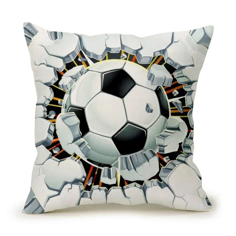 XUNYU Linen Pillowcase Sofa Decorative Pillow Cover Cartoon Football Pattern Square Cushion 45X45cm BZ224 | Дом и сад