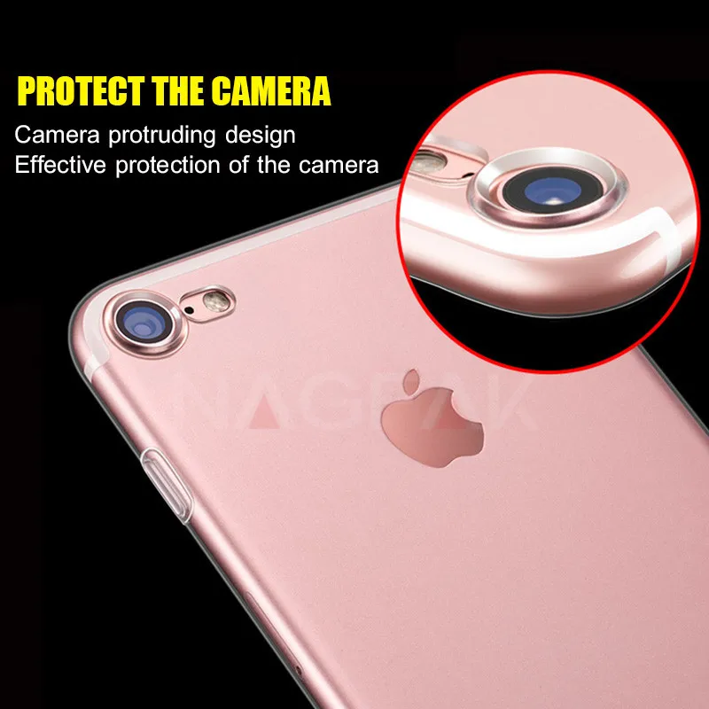 Ультратонкий Прозрачный чехол NAGFAK для iPhone 8 7 Plus 6 6S мягкий из ТПУ телефона|case for