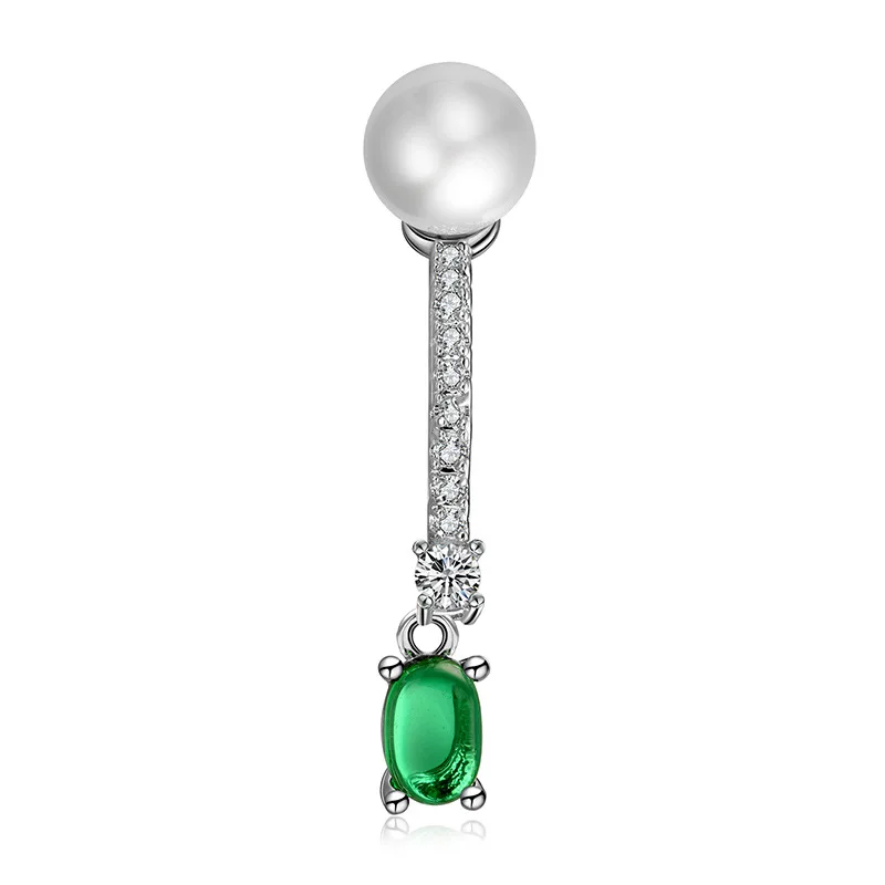 Simple Design Ear Cuff Green Zircon Pearl Clip Earrings SJ110618 ZK20 | Украшения и аксессуары