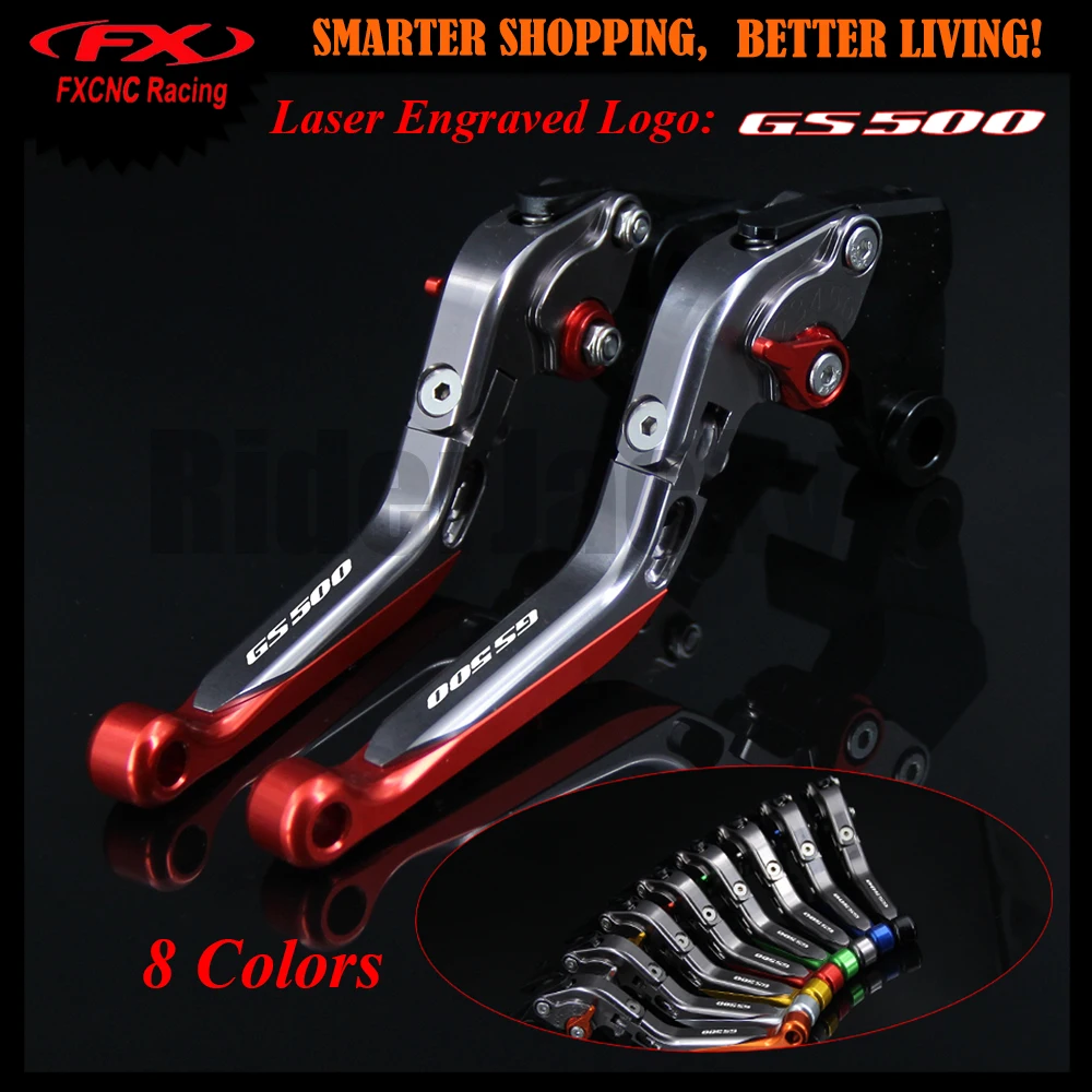 С логотипом красный + титановый для Suzuki GS500 GS 500 1989 2008 2003 2004 2005 2006 2007 CNC регулируемые