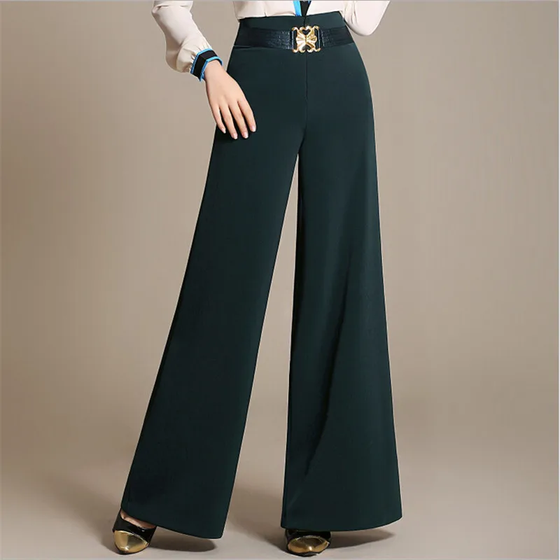 Высокое качество размера плюс брюки с широкими штанинами 2021 черные женские