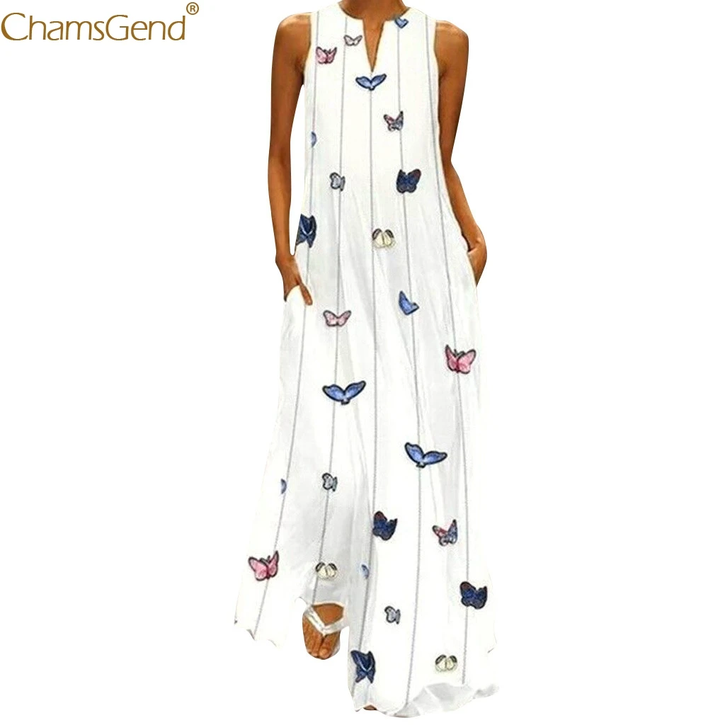 Винтажное длинное платье женское летнее повседневное с цветочным принтом в