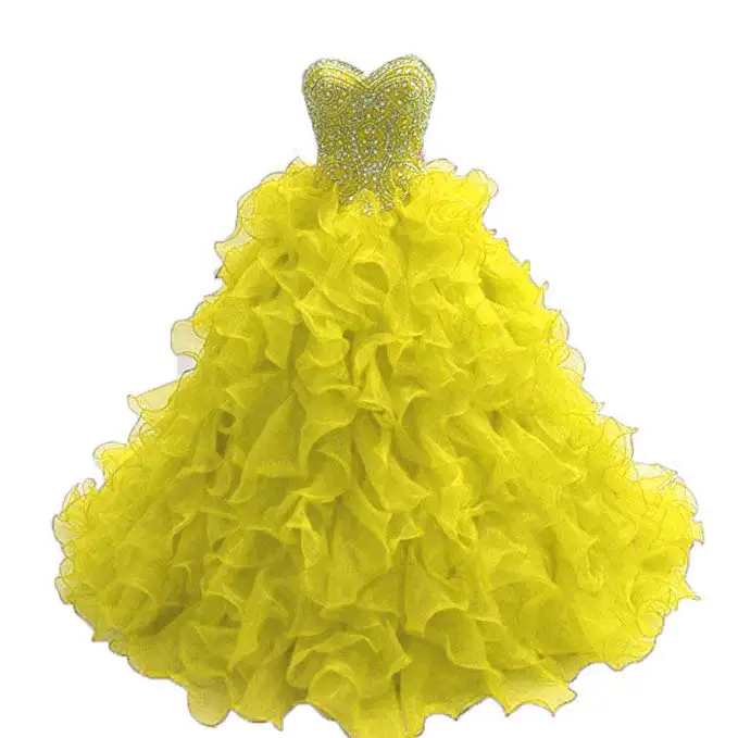 Yellow ANGELSBRIDEP очаровательные пышные платья для 16 лет с хрустальными бусинами органза бальное платье vestidos De Anos Формальное вечернее платье - Цвет: Yellow