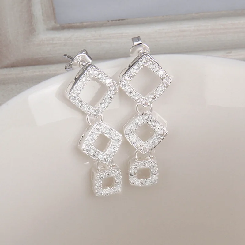summer style fine 925 sterling silver earrings 925-sterling-silver jewelry rhinestone stud Earrings for women SE363 - купить по