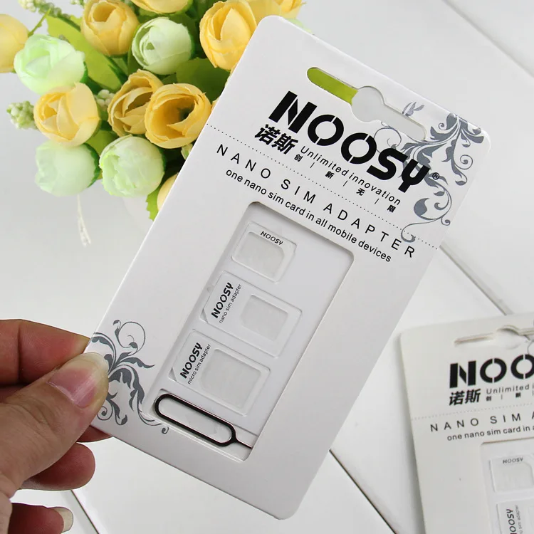 100 комплектов (400 шт.) 4 в 1 адаптер Noosy Nano Micro SIM-карта Шпилька для извлечения iPhone 5 6