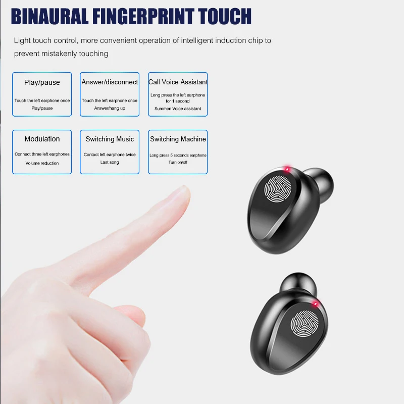 Wireless Earphones F9 TWS stereo auriculares bluetooth HIFI bass IPX7 waterproof 2000mAh charging box sports Bluetooth Earphone