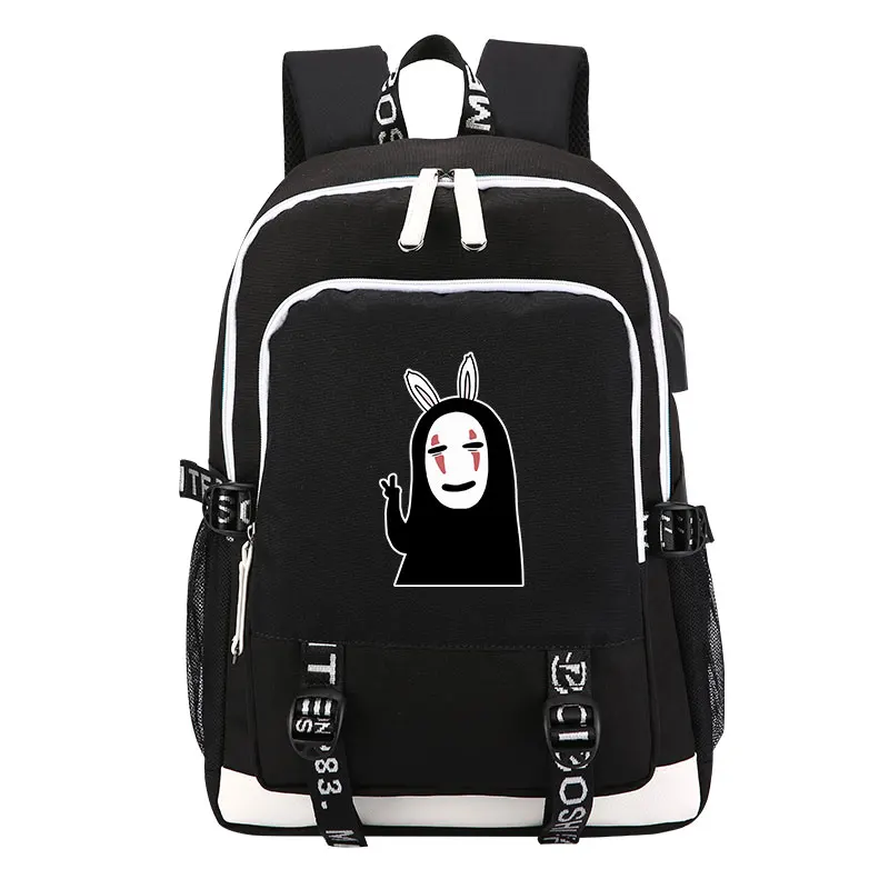 4 Унесенный призраками, рюкзак с принтом «No Face Man», Kawaii Totoro, женский милый рюкзак с usb зарядкой, рюкзак для ноутбука, Брезентовая школьная сумка - Цвет: 4