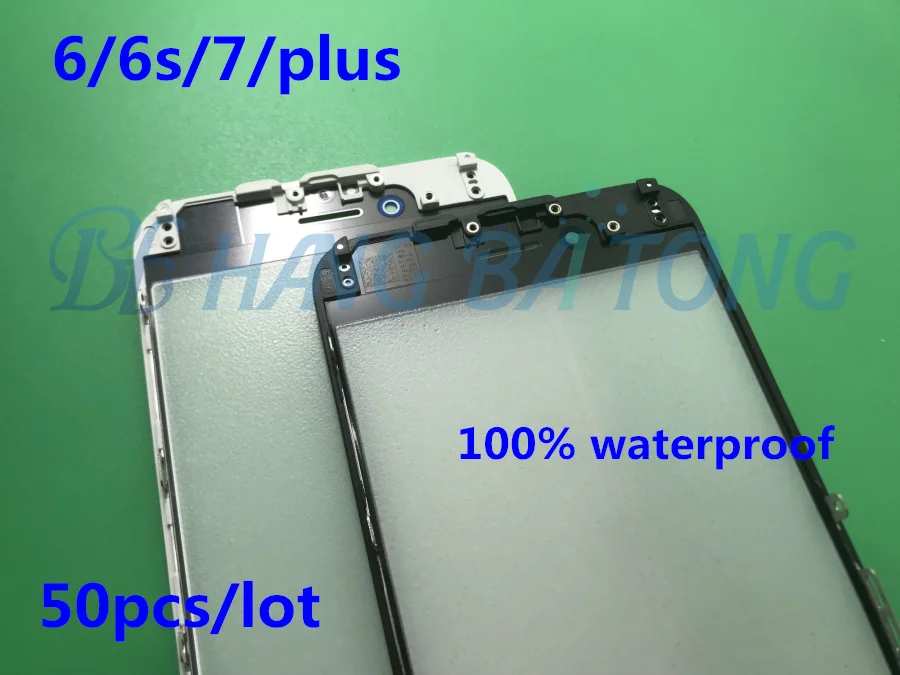 50 шт Замена LCD Передний сенсорный экран Стекло Внешний объектив с рамкой пленка