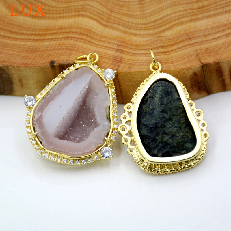 925 пробы серебро Натуральный Druzy Кварцевый геодезический кулон действительно