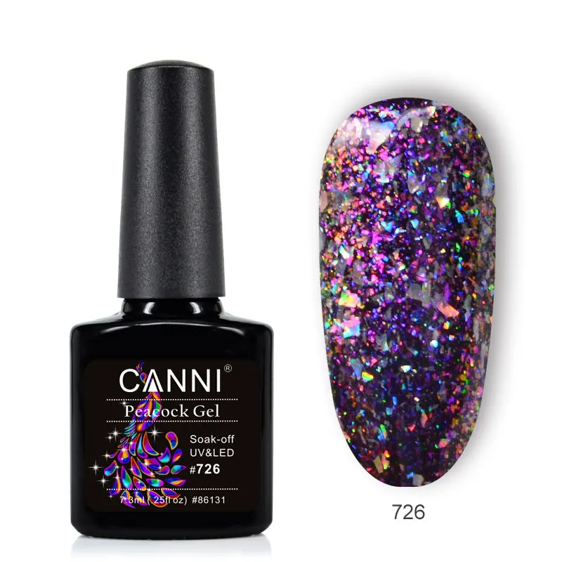 CANNI, новые продукты для ногтей, замачиваются, долговечная черная основа, Павлин, Гелевый лак, Звездные блестки для ногтей, Цветной Гель-лак - Цвет: 726