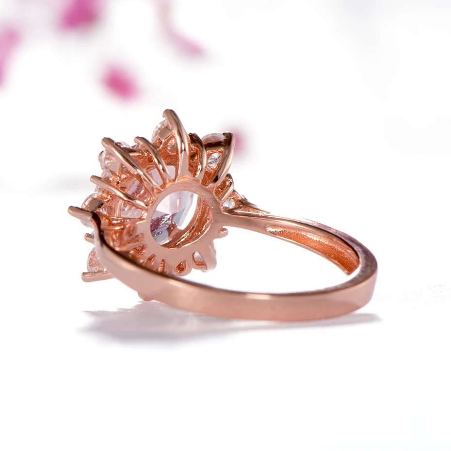 Женское кольцо kuolit Morganite обручальное из стерлингового серебра 925 пробы с круглой