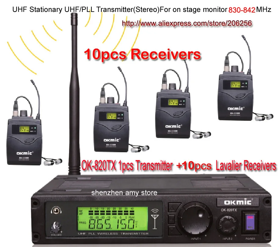 Ресиверы 10 Boutique рекомендовано OKMIC 800TX местная Беспроводная система ушного