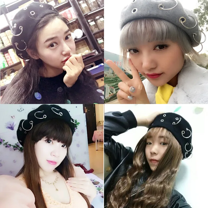 6 видов цветов модные зимние женские железные кольца в стиле Institute College 100% шерсть