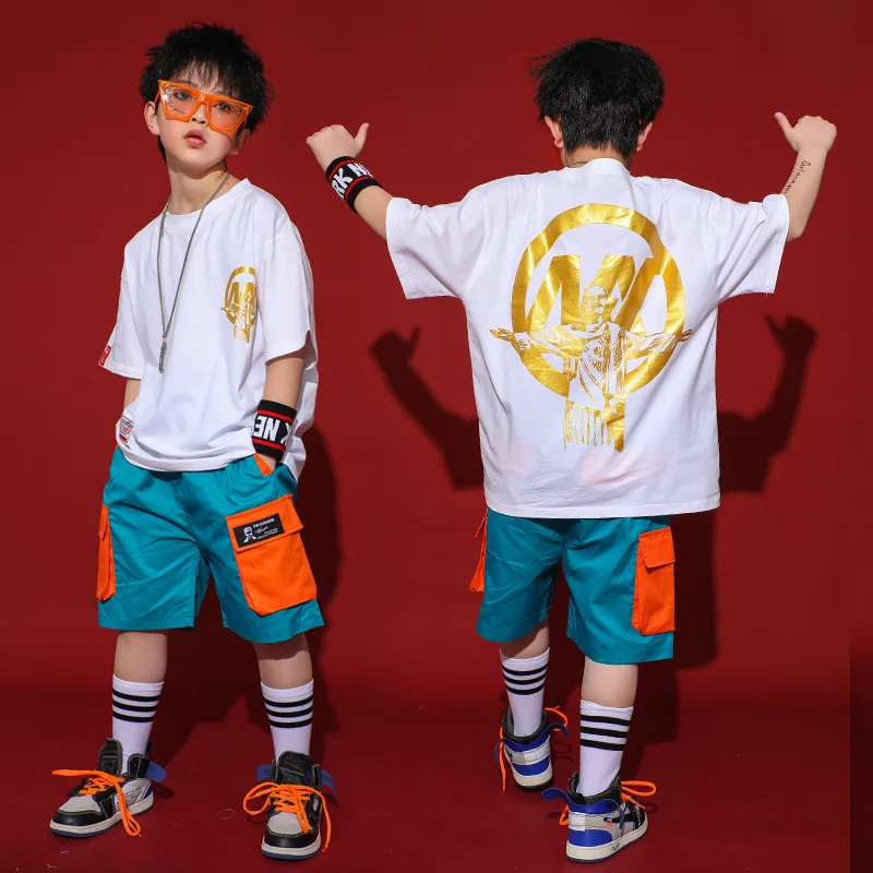 Детская одежда для бальных танцев для девочек и мальчиков: модные большие футболки и джоггеры для джаза, хип-хопа, шоу и танцевальных выступлений.