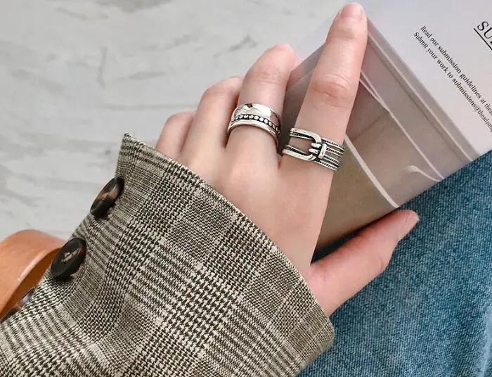 Оригинальное винтажное многослойное/рядное кольцо из стерлингового серебра 925
