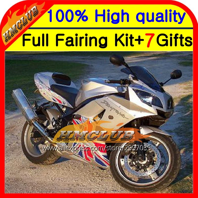 

Body For Triumph Daytona 650 02-05 2002 2003 2004 2005 5#90 Silvery red Daytona 600 650 02 03 04 05 Fairings silver blue red