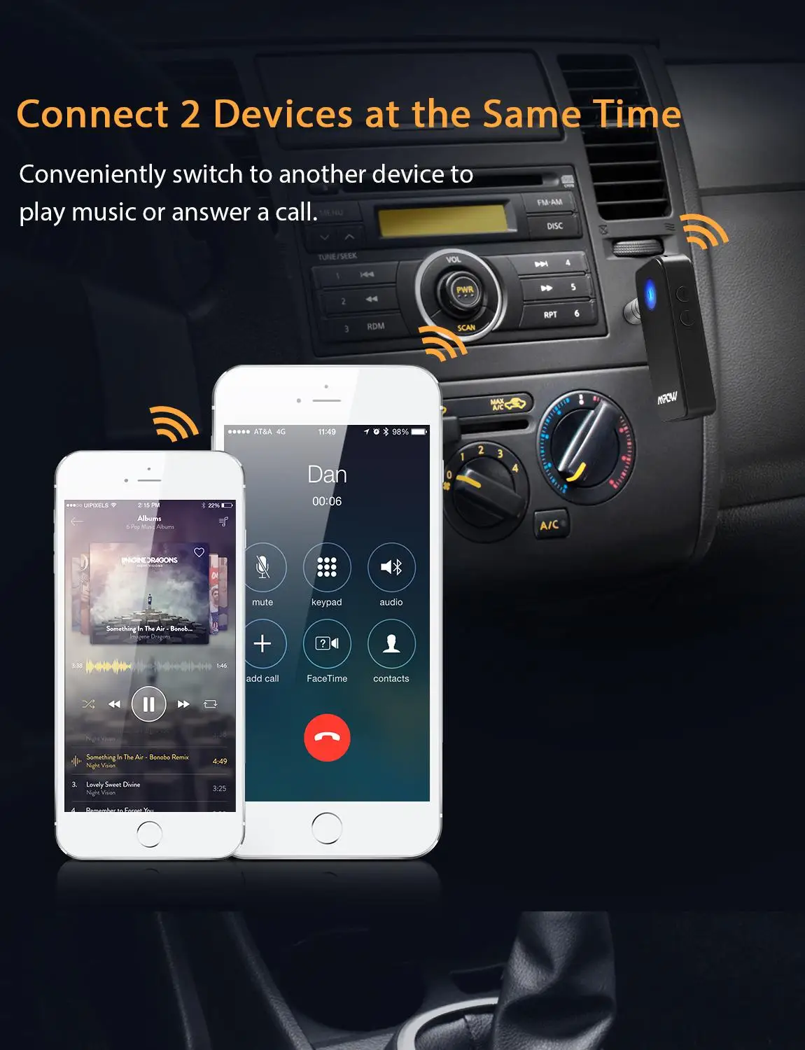 Mpow Модернизированный Bluetooth беспроводной 5 0 приемник аудио адаптер автомобильный