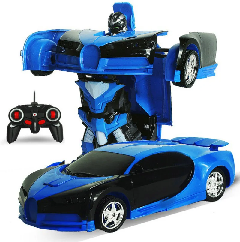 The bugatti blue Jewedsr 7 стилей 19 см Радиоуправляемый автомобиль Трансформеры Робот спортивная модель автомобиля красочное освещение деформация автомобиля пульт дистанционного управления детские игрушки - Цвет: The bugatti blue