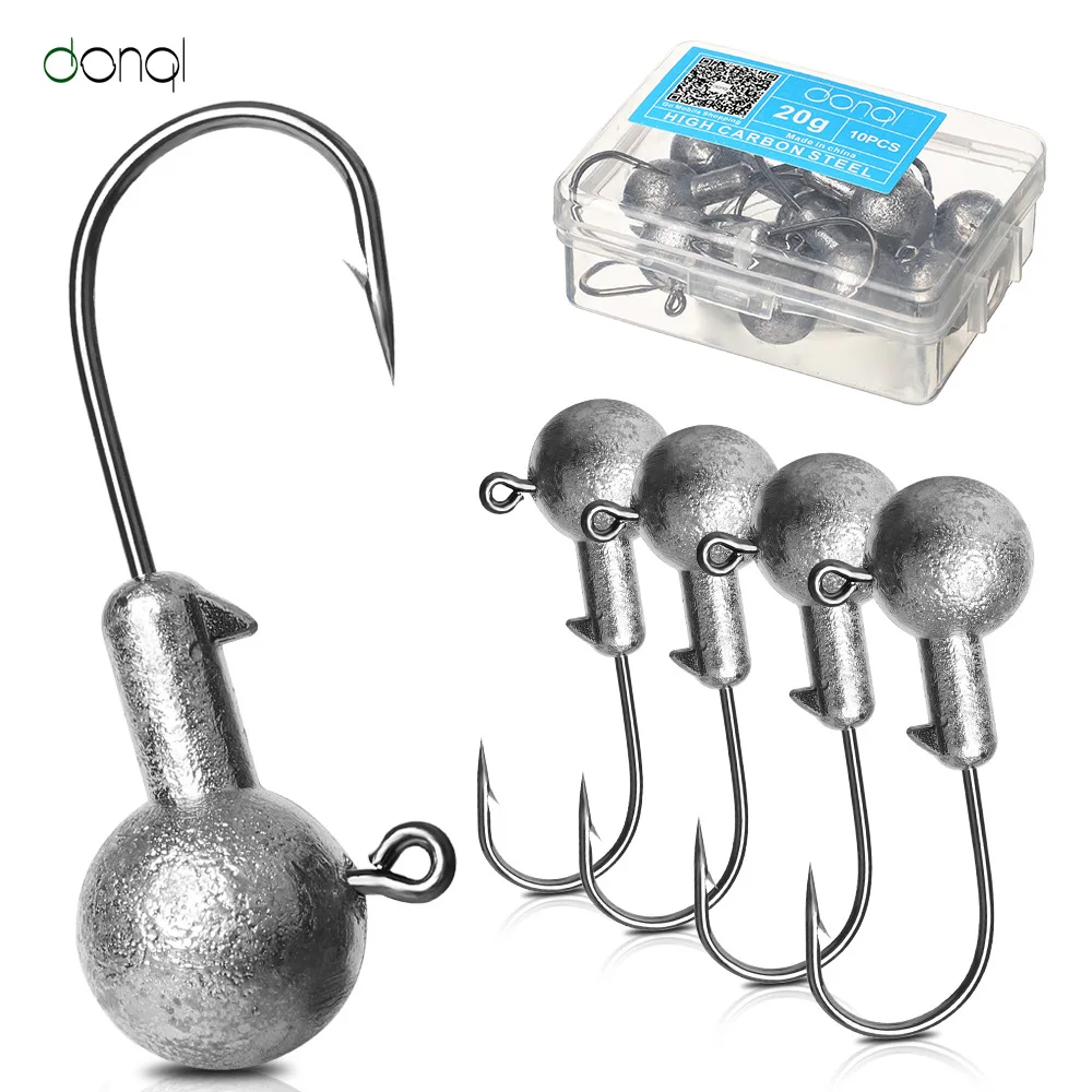 DONQL 10 шт./кор. Lead Jig Head рыболовный крючок 1-20 г кривошипно Jig Head крючок для карпа, приманки для рыбалки, мягкие, червь рыболовные снасти аксессуары