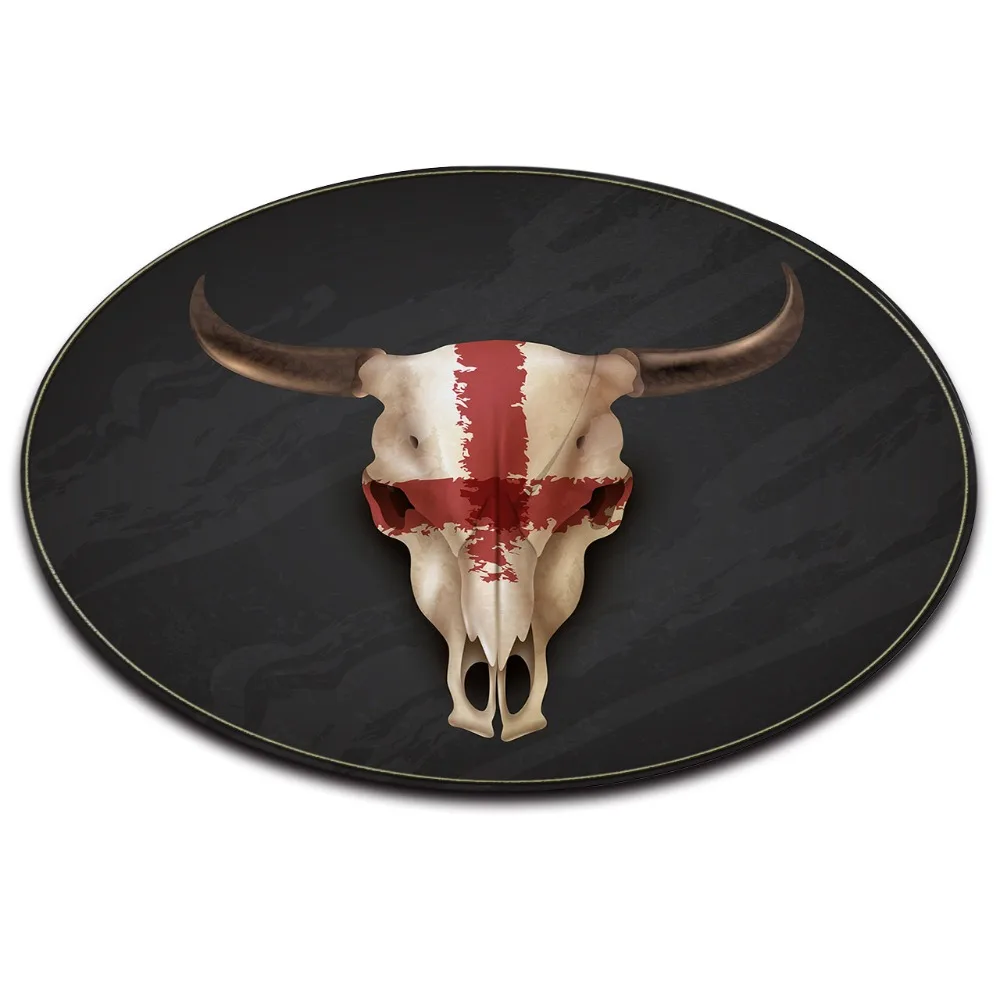 Red Cross Bull Head Horn Black Round Memory Foam Area Rug And Carpet for Kid Home Living Room Bedroom Cushion Bathroom Floor Mat |