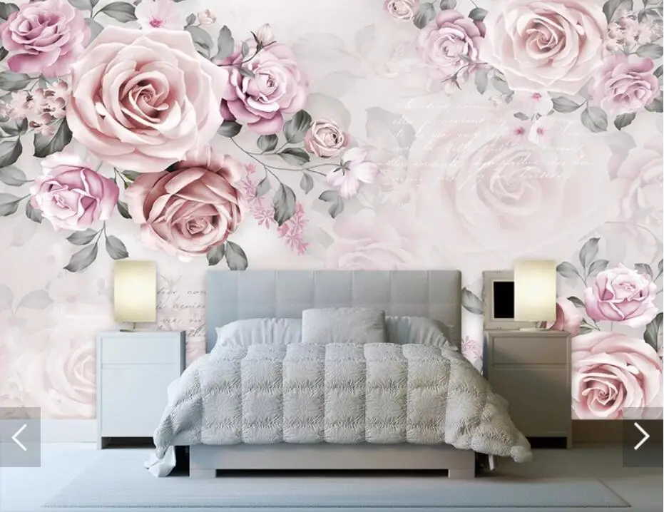 Modern Rose Flower Wallpaper Mural 3D Photo Wallpapers for Living Room Home Wall Decor Canvas Paper Rolls Customize | Обустройство
