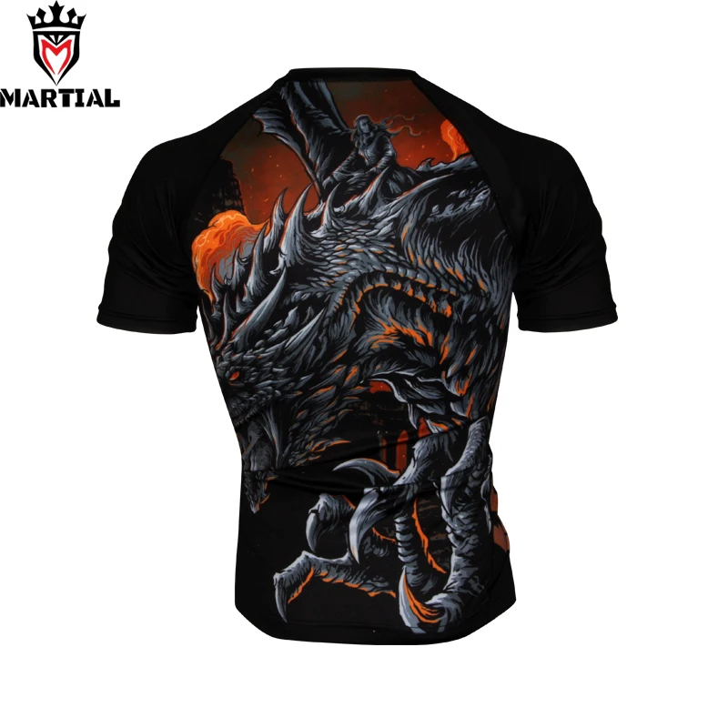 Боевые искусства: новый оригинальный дизайн огонь и кровь ММА рубашка мужские