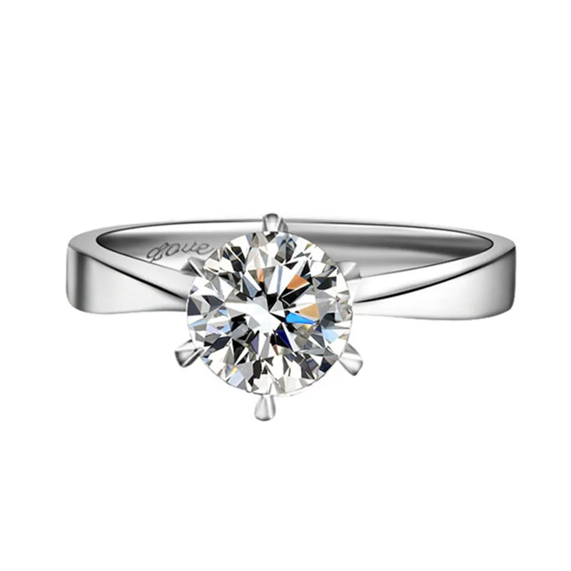 1,0 Ct искусственный камень серебро 925 Обручальное кольцо для женщин простой классический дизайн Настоящее серебро 925 Свадебные украшения подарки
