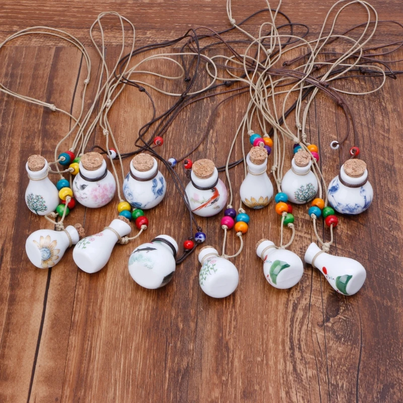 

Lucky Birds Perfume Wishing Bottle Pendant Necklace For Woman Ceramic small adorn article Jewelry