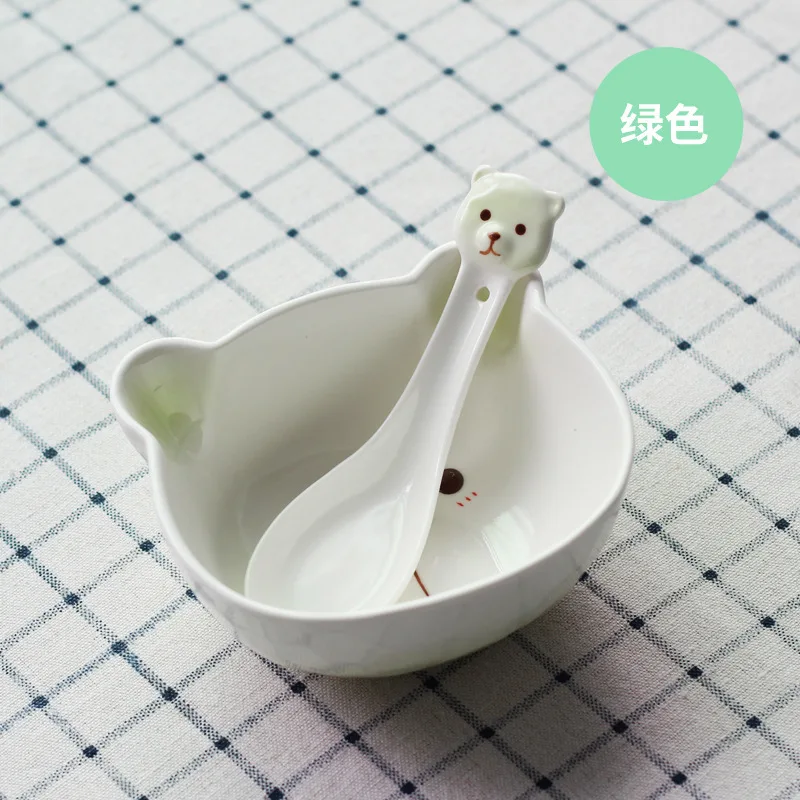 Деревянная Медвежонок Керамическая маленькая ложка мультяшная креативная Милая