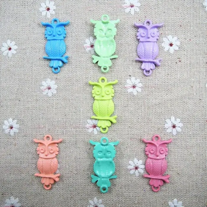 Оптовая продажа 10 шт. смешанные цвета подвеска из сплава подвески в виде совы для