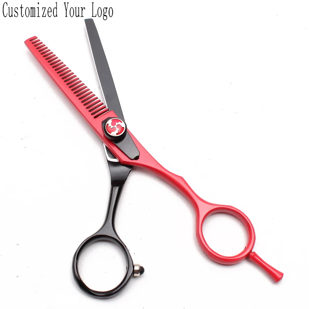 6 дюймов. Ножницы из нержавеющей стали с логотипом на заказ красные и черные для